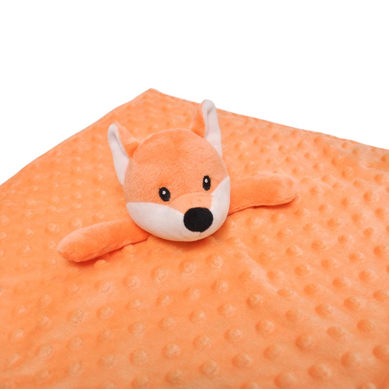 BORITAR Christmas Fox Baby Security Blanket Soft Minky Dot Fabric Lovey Blanket with Cute Woodland Pattern Backing Stuffed Plush Cuddle for Newborn Infant Gifts Orange 14 Inch - Image 2